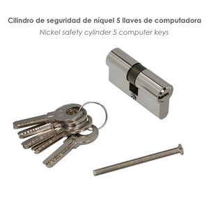 Cilindro di sicurezza 30x30 mm/13,5 a camma corta nichelato con 5 chiavi - Product Image 3