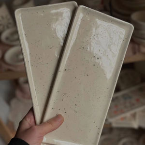 Bandeja de cerámica rectangular grande para servir platos, ideal para fiestas de Diwali para servir dulces tradicionales platos salados y aperitivos - Product Image 1