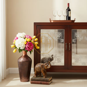 แจกันโลหะสไตล์นอร์ดิกสมัยใหม่ ปี 2026 พร้อมลวดลายสีเขียวและเหลืองแบบชายฝั่ง แจกันเหล็กสำหรับดอกไม้ เหมาะสำหรับตกแต่งบ้านอย่างมีระดับ - Product Image 3