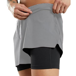 Pantalones cortos dobles activos 2 en 1 con capa de mallas interiores | Pantalones cortos de doble capa para correr, gimnasio y deportes para hombre - Product Image 3