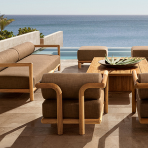 Modern Teak Outdoor Sofa Set Luxury Patio Lounge Furniture Wooden Garden <b>Seating</b> Resort Villa Sofa Set - Product Image 1