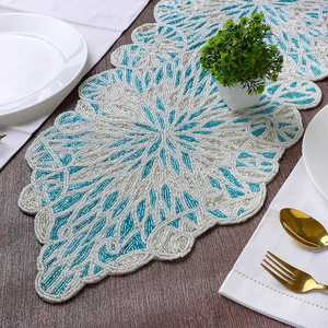 Posavasos de mesa de cristal con estilo, alfombrillas de pizarra verde con cuentas para cocina, muebles para el hogar, hecho a mano, elegante de 14 pulgadas - Product Image 4
