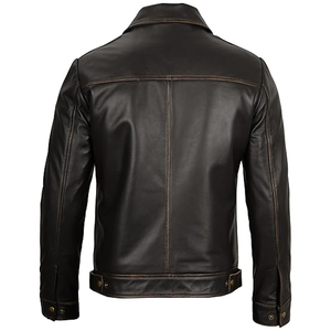 Most Popular Top Quality Custom Men's Leather Jackets Hot Selling Leather Jacket Custom Logo Leather Winter Jacket - Product Image 2