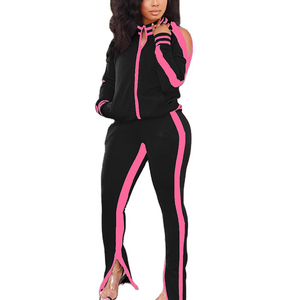 Survêtement court respirant d'hiver pour femmes 65% coton 35% Polyester 1/4 Zip entonnoir athlétisme Club grande taille ensemble imprimé - Product Image 1