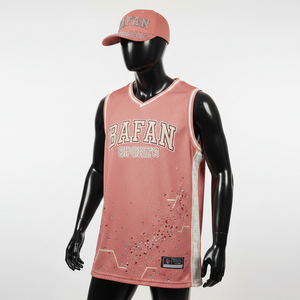 เสื้อบาสเก็ตบอลผู้ชาย ผ้าโพลีเอสเตอร์ตาข่ายคุณภาพพรีเมียม 180 GSM ระบายอากาศได้ดี สีชมพู แผงข้าง โลโก้แบบรีดร้อน เสื้อผู้ชาย - Product Image 6