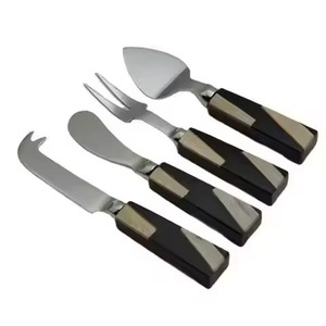 Dernier modèle Ensemble de fromage en acier inoxydable à manche en résine avec couteau à fromage au design noir et blanc - Product Image 6