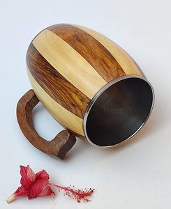 Taza de madera de Estilo Vintage tradicional con detalles decorativos para la decoración del hogar Zen en la costa más baja de CRAFT ZONE EXPORT - Product Image 2