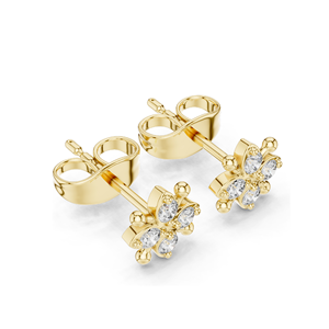 Pendientes de Diamantes Cultivados en Laboratorio con Forma de Flor, 0.144 CT de Peso Total, Oro de 18KT, 14KT, 10KT y Plata 925, Oro Rosa, Amarillo, Blanco - Product Image 6