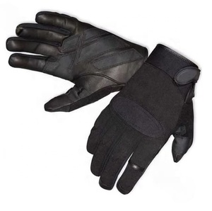 Guantes tácticos de cuero de supervivencia al aire libre negros con guantes de manejo protectores de goma - Product Image 4