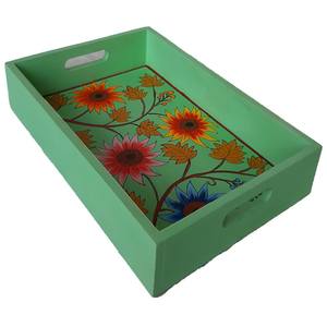 Venta al por mayor bandeja de servicio de madera rectangular a granel con asas hechas a mano para el hogar hoteles bandejas de mesa para servir alimentos - Product Image 5