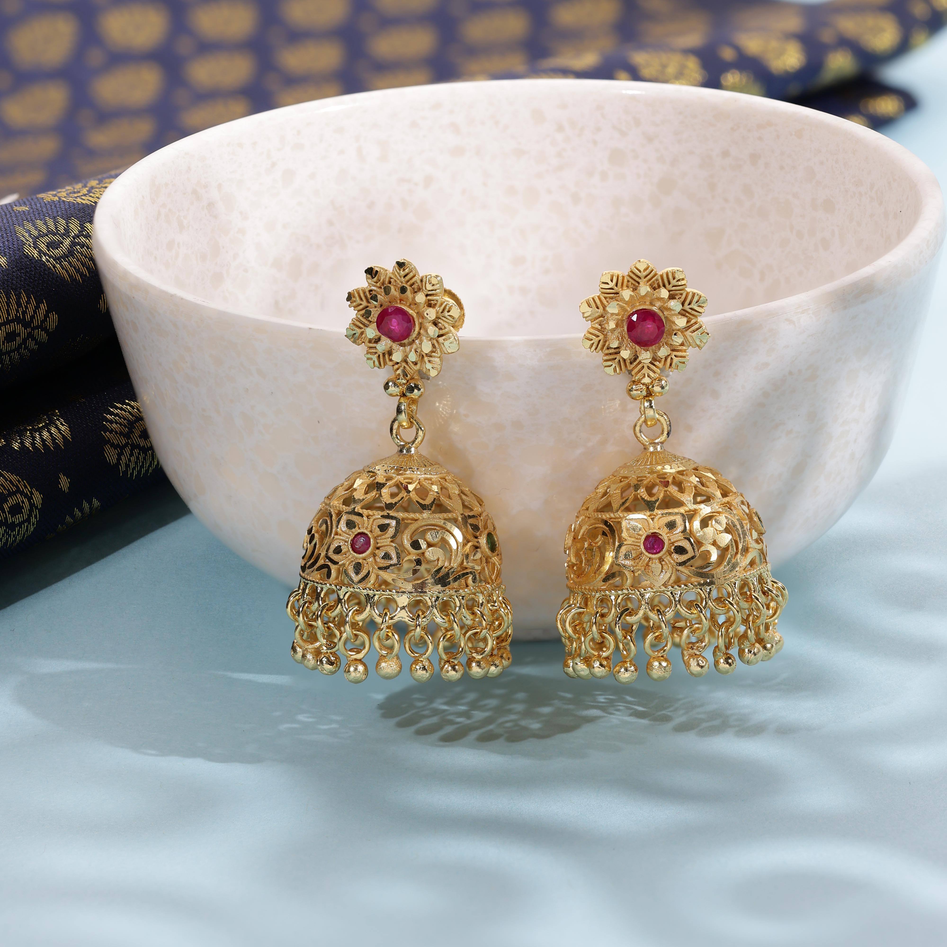 Brass Gold Plated Jhumka, Forming Jhumka Earrings Set, Luxury Earrings,  Fashion Jhumka Earrings, Gold Filled Jewelry Oro Joyeria