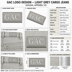 Custom Womens <b>Light</b> Grey Wide Leg Cargo Jeans Mid Regular Fit for Wash Denim Utility Streetwear Pants Everyday 100% Cotton - Product Image 6