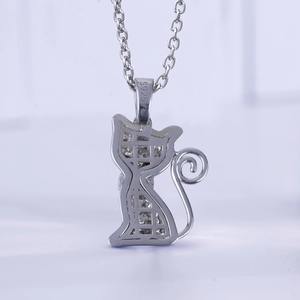 Collier pendentif hip-hop tendance avec diamants en moissanite VVS, plaqué or, argent 925, design chat pour femmes - Product Image 2