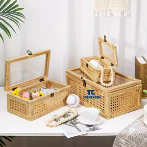 กล่องไม้หวายทรงสี่เหลี่ยมผืนผ้าทำจากแก้วเป็นมิตรกับสิ่งแวดล้อมแบบคลาสสิกอเนกประสงค์สำหรับตกแต่งบ้าน - Product Image 2