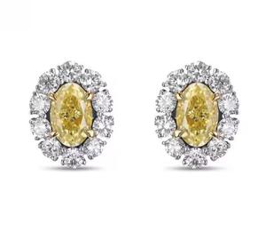 Boucles d'oreilles ovales en or jaune 14 carats en diamant de laboratoire créé boucles d'oreilles à visser bijoux cadeau pour elle - Product Image 3