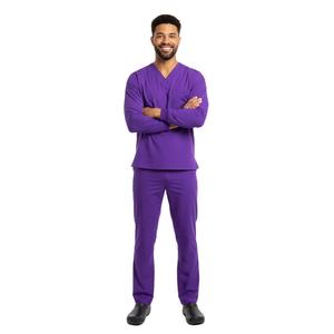 Ensemble de blouses médicales pour hommes, tissu extensible respirant, vêtements de travail pour hôpital, haut à manches courtes, pantalon à taille élastique, vente en gros - Product Image 1