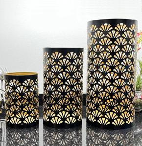 Nouveau Design Forme Ronde En Métal Bougie Votive Gravure Conception Noir Fini Taille Personnalisée pour Éclairage Décoration Bureaux À Domicile - Product Image 1