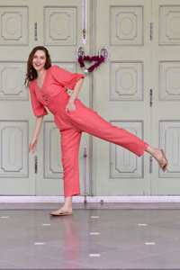 Wholesale Women Summer V-Neck Linen Floor-Length Jumpsuit Natural Waist Long Sleeve Plus Size Clothing At Low Price - Product Image 4