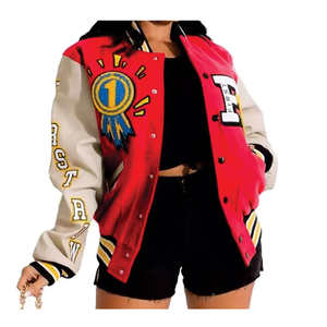 Ropa de invierno empalmada 2025 para mujer, chaqueta de abrigo con bordado de letras, chaquetas universitarias, chaqueta de béisbol para mujer - Product Image 2