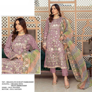 Organza lourd avec broderie Style pakistanais Semi-cousu Salwar Kameez Vêtements traditionnels pour collection pakistanaise - Product Image 2