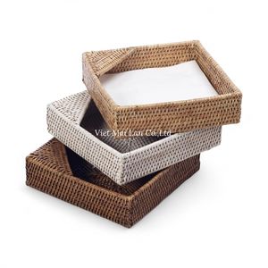 Boîte à mouchoirs en rotin vietnamien traditionnelle, faite à la main pour la décoration intérieure et de table, en provenance du Vietnam - Product Image 1