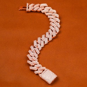 Pulsera Cubana de Diamantes de Moissanita de 15 mm al por Mayor para Mujer, Chapada en Plata, Pulsera Cubana con Incrustaciones de Circonitas, Joyería Fina - Product Image 3