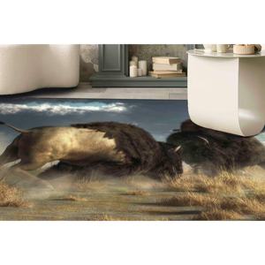 Alfombra Estampada Bison Fight: Alfombra Suave de Pelo Largo con Diseño de Búfalo Americano para Interiores, Salón, Dormitorio, Loft - Product Image 2
