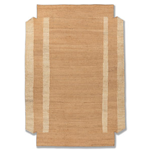 Tapis rayés en jute et chanvre tissé plat beige et marron Daaira PDJT-379 pour usage domestique - Product Image 1