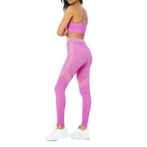 Leggings pour femmes couleur unie doux Yoga Fitness vêtements de sport Leggings de gymnastique pour les femmes ensemble de fitness de gymnastique - Product Image 3