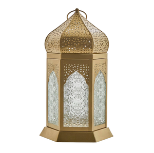 Lanterne marocaine vintage en métal et verre, lanterne décorative pour centre de table de mariage et décoration de la maison, lanterne pour l'occasion du Ramadan - Product Image 3