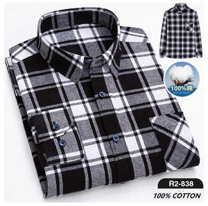 2025 Custom logo <b>Men</b> Button Down Regular Fit Long Sleeve Plaid <b>Flannel</b> Casual <b>Shirts</b> Two Pocket <b>Flannel</b> <b>Shirt</b> - Product Image 4