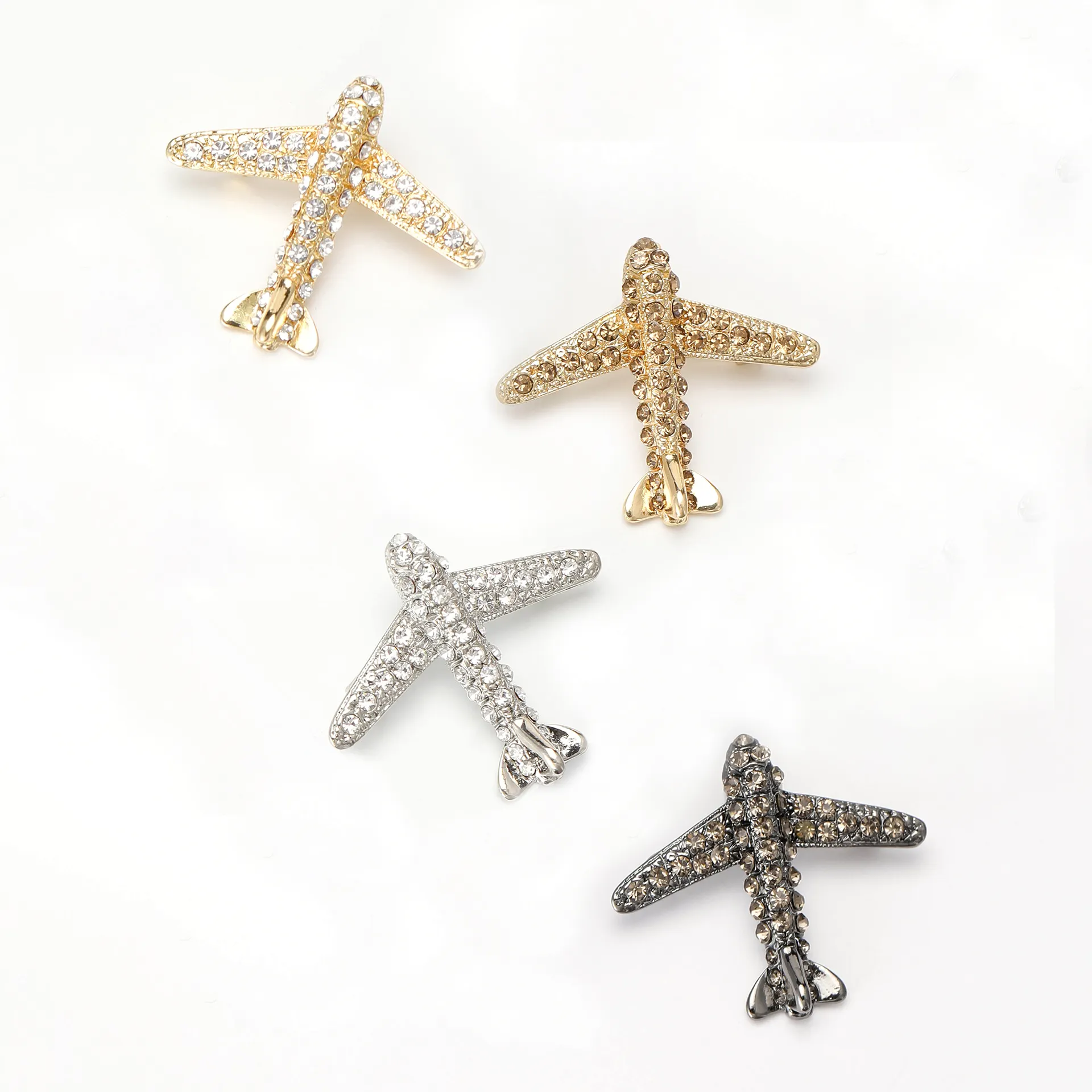 Fashion Enamel Rhinestone Aircraft Airplane Brooch Pins Crystal Plane Brooch for Anniversary Wedding Gifts