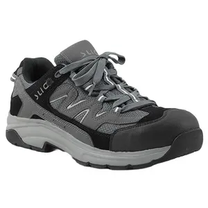 Unisex Grey Sporty Tie Safety Shoes Featuring Nylon Fabrics Rubber EVA Sole And Anti-Slip Technology For All-Day Comfort