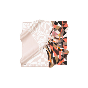 Beige Silk Twill Square Scarf with Geometric Pattern - Product Image 1