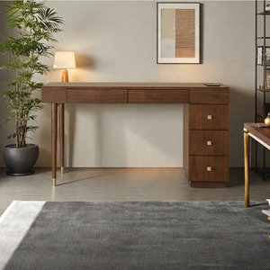 Warm Brown Engineered <b>Wood</b> Writing <b>Desk</b> with Drawers and Cabinet Storage 1-Year Warranty - Product Image 1