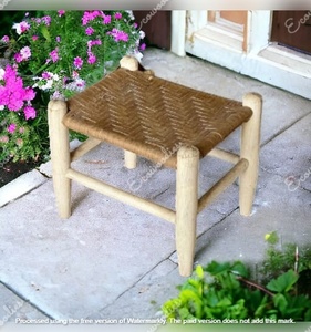 Otomana de marco de madera de hierba tejida cuadrada rústica de bambú hecha a mano fabulosa para Hotel jardín sala de estar consola de incrustaciones de hueso de jardín - Product Image 3