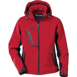Women's Red/Black Softshell Hooded Jacket Stylish <b>Raincoat</b> - Product Image 1