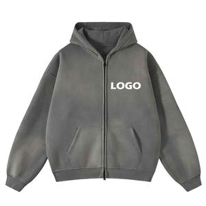 OEM Premium Sweat à capuche d'hiver avec fermeture éclair pour hommes, polaire, coton mélangé épais, respirant, écologique, couleurs personnalisées, broderie - Product Image 1