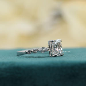 Luxury Women's Engagement Ring 1.50 Carat Elongated Cushion Cut Lab Grown Diamond 18KT Solid Gold Plating IGI Certified - Product Image 1