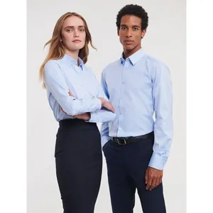 Herringbone <b>Long</b> <b>Sleeve</b> <b>Polo</b> <b>Shirt</b> with Corporate Merchandising Promotional Product Category - Product Image 3