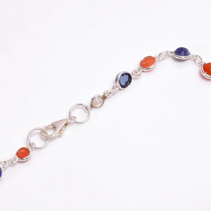 Collar de Plata de Ley 925 hecho a mano de diseño clásico al por mayor para mujer, cadenas finas de lujo con piedras preciosas mixtas - Product Image 3