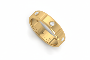 แหวนทอง 14K ประดับเพชรธรรมชาติทรงกลมเจียระไนแบบบริลเลียนท์สำหรับผู้ชาย |   0.18Ctw ชุบโรเดียม - Product Image 4