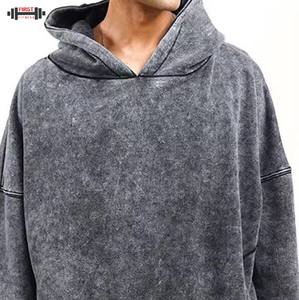 Chándal de lavado ácido con capucha de invierno para hombre, traje deportivo elegante de manga larga, forro polar de algodón 100%, ajuste cómodo - Product Image 2