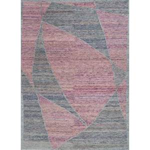 Tapis en laine noué à la main rose et violet Blythe, motif abstrait, pour salon, couloir et puzzle rectangulaire Aiwl-1033 - Product Image 1