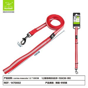 Laisse pour animaux de compagnie bicolore avec bandes réfléchissantes et deux poignées pour colliers, laisses et harnais - Product Image 6