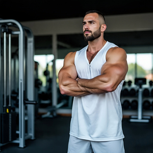 เสื้อกั๊กออกกำลังกายฟิตเนสเสื้อกล้ามคอกลมแขนกุดสำหรับผู้ชายเสื้อกล้ามฟิตเนสกล้ามฟิตเนสสำหรับนักเพาะกาย - Product Image 4