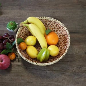 Panier de rangement tissé en bambou avec texture florale pour accessoires de cuisine - Product Image 5