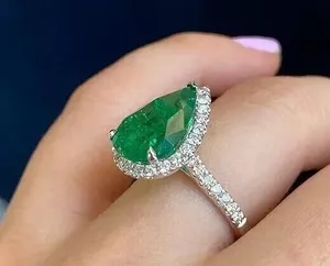 Women's 4ct Pear Cut Moissanite Engagement <b>Ring</b> Sterling Silver for Wedding or Party - Product Image 5