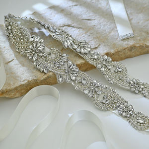 Cinturón de Novia Ajustable con Pedrería Color Marfil Bridella BS106 para Eventos Formales - Product Image 2