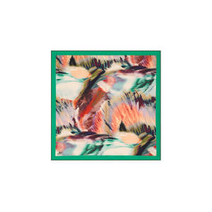 Green Polyester Twill Abstract Pattern <b>Square</b> <b>Scarf</b> - Product Image 1